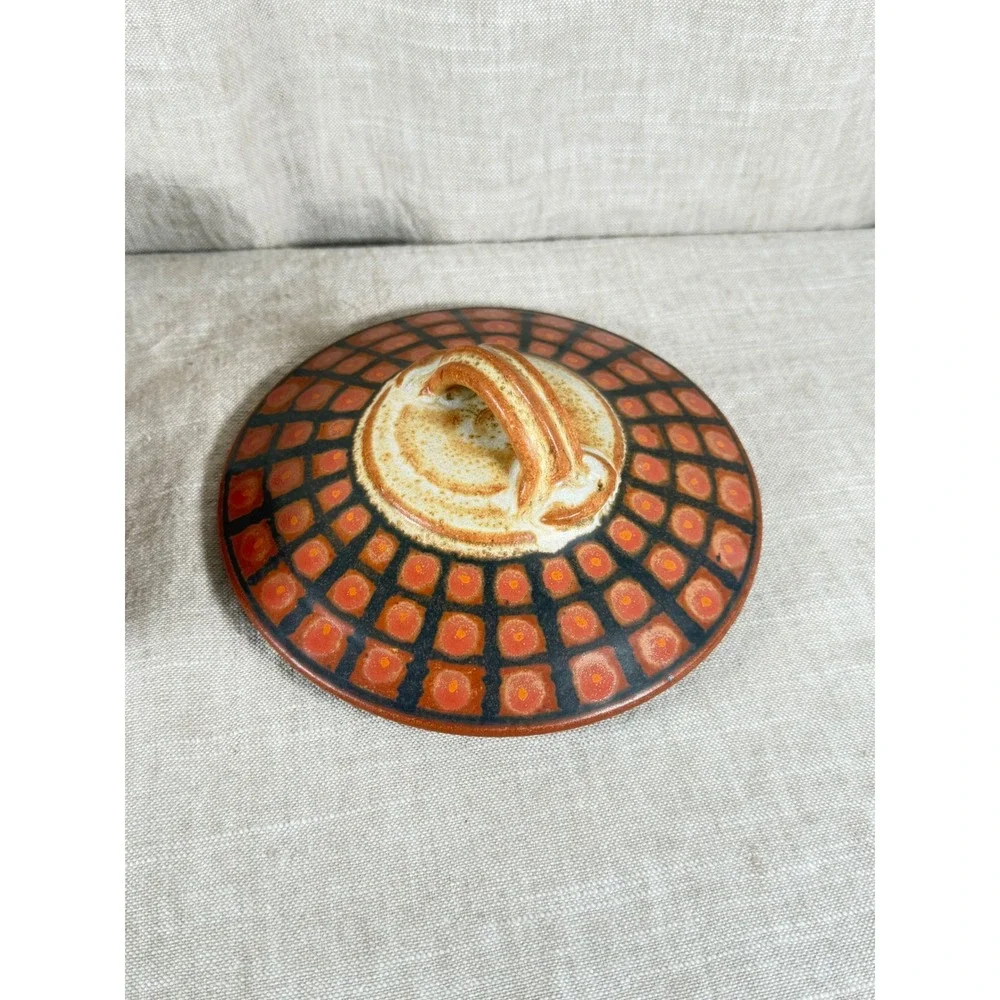 Vintage Studio Pottery Covered Casserole Dish Hand Thrown Stoneware MCM